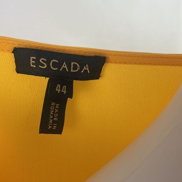 Escada Yellow Silk Riffle Front Blouse - Picture 6 of 8